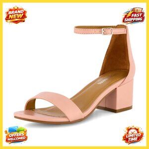 Mid Block Heel Sandals Elegant Open Toe Ankle Strap Memory Foam Comfort